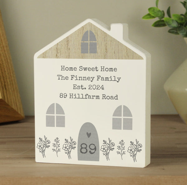 Personalised Grey Wooden House Ornament