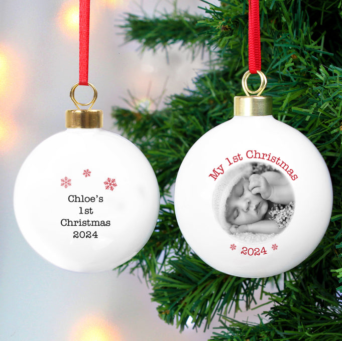 Personalised 1st Christmas Photo Upload Bauble