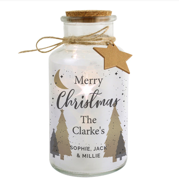 Personalised Christmas Tree LED Glass Jar