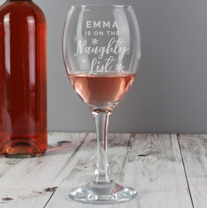 Personalised I'm On The Naughty List Wine Glass