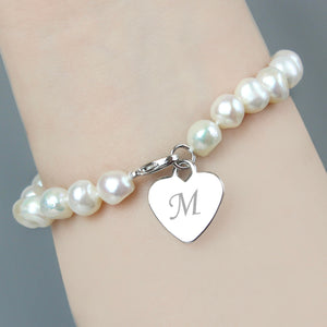 Personalised White Freshwater Scripted Initial Pearl Bracelet