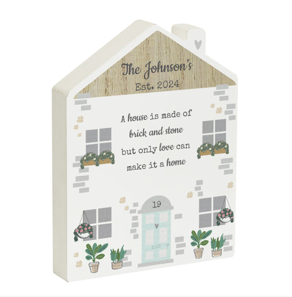 Personalised Love Makes A Home Wooden House Ornament