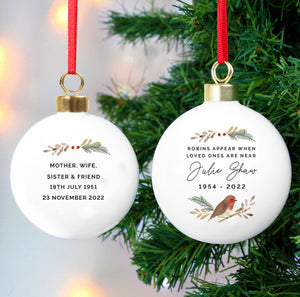 Personalised Robin Bauble