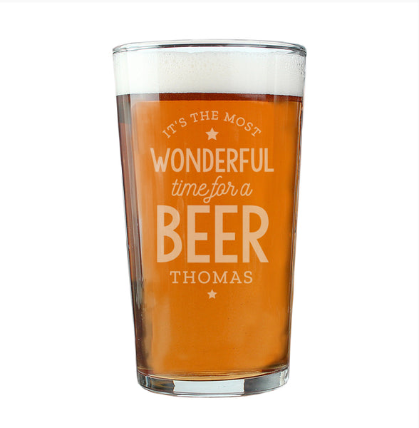 Personalised Wonderful Time For A Beer Pint Glass