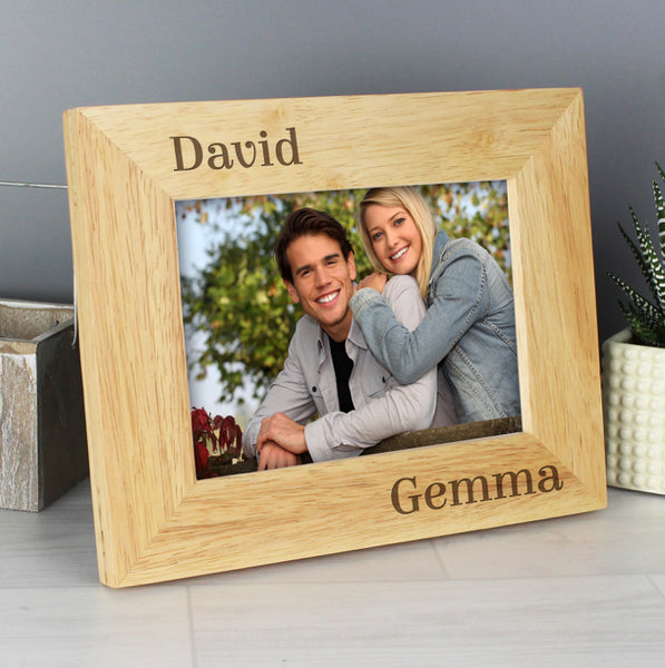 Personalised Couples 6x4 Oak Finish Photo Frame