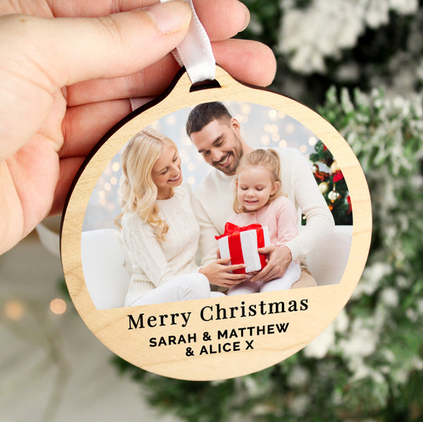 Personalised Photo Upload Round Wooden Decoration