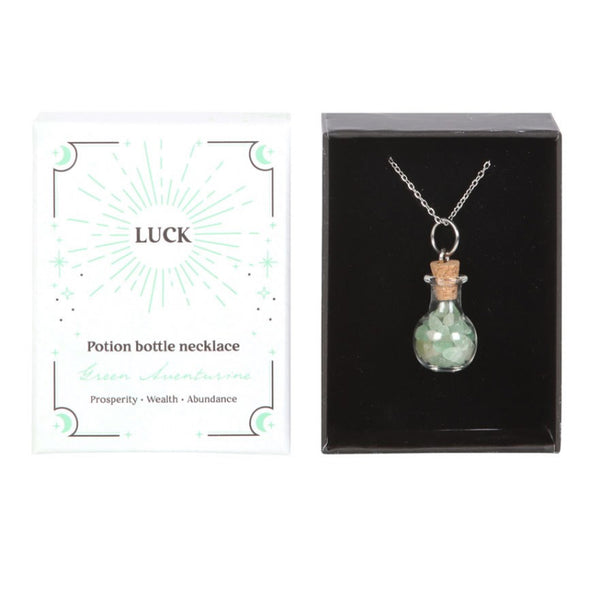 Luke Green Aventurine Crystal Chip Potion Bottle Necklace