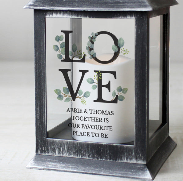 Personalised LOVE LED Black Lantern