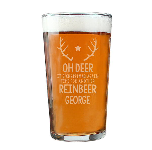 Personalised Time For A Reinbeer Pint Glass