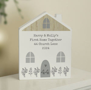 Personalised Grey Wooden House Ornament