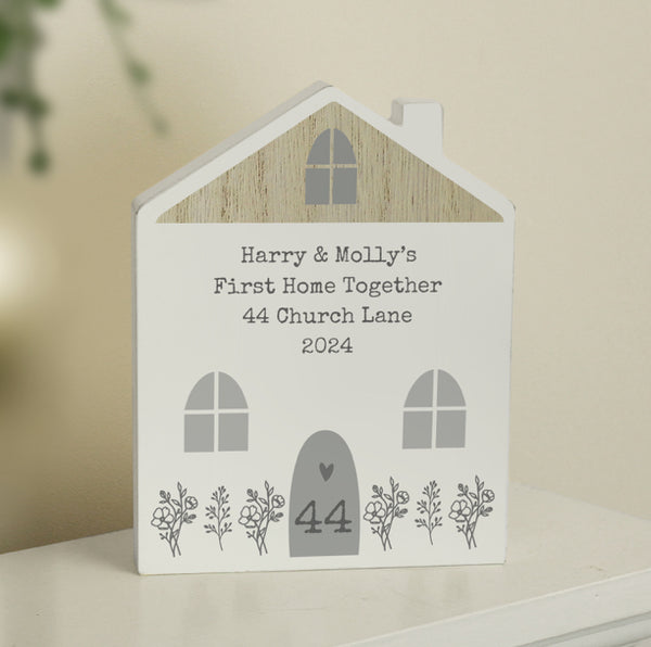 Personalised Grey Wooden House Ornament