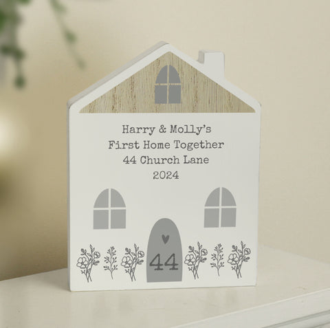 Personalised Grey Wooden House Ornament