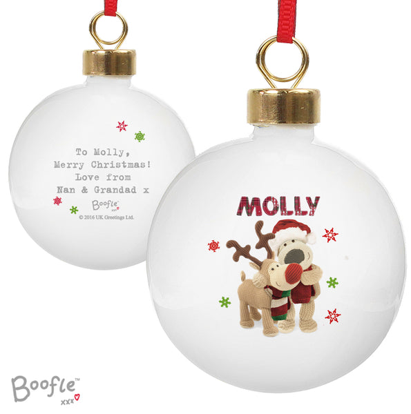 Personalised Boofle Christmas Reindeer Bauble