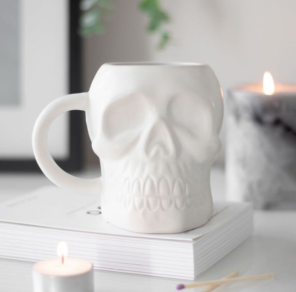 Matte White Skull Mug