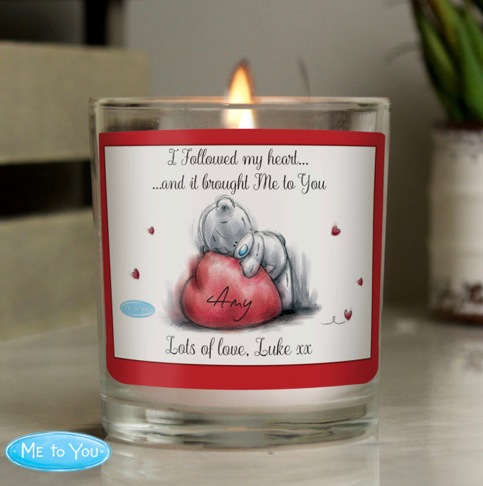 Personalised Me To You Heart Scented Jar Candle