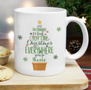 Personalised Its Beginning To Look A Lot Like Xmas Mug