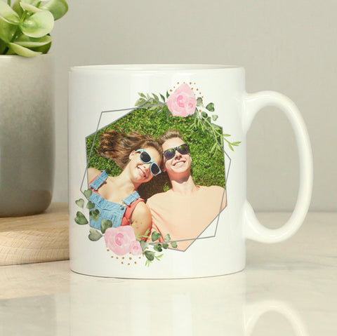 Personalised Floral Abstract Photo Upload Mug