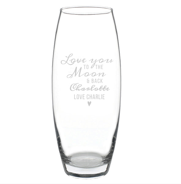 Personalised Love You To The Moon and Back Bullet Vase
