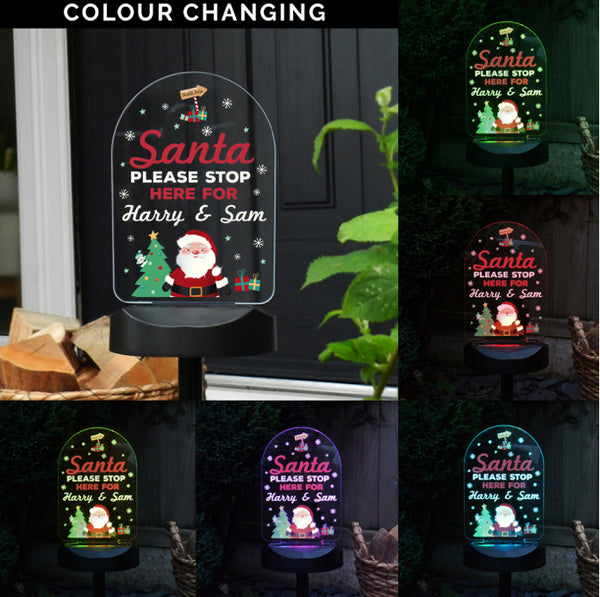 Personalised Santa Stop Here Outdoor Solar Light