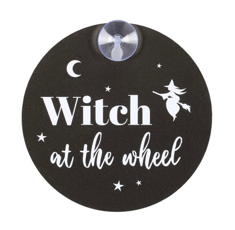 Witch At The Wheel Window Sign