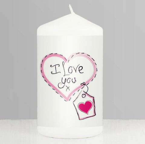 Heart Stitch - I Love You Pillar Candle