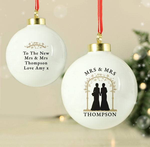 Personalised Mrs & Mrs Bauble