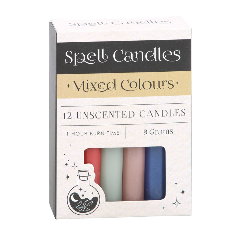 Pack Of 12 Mixed Colour Spell Candles