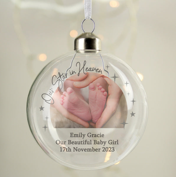 Personalised Photo Upload Memorial Glass Bauble