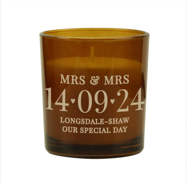 Personalised Special Date Amber Glass Candle