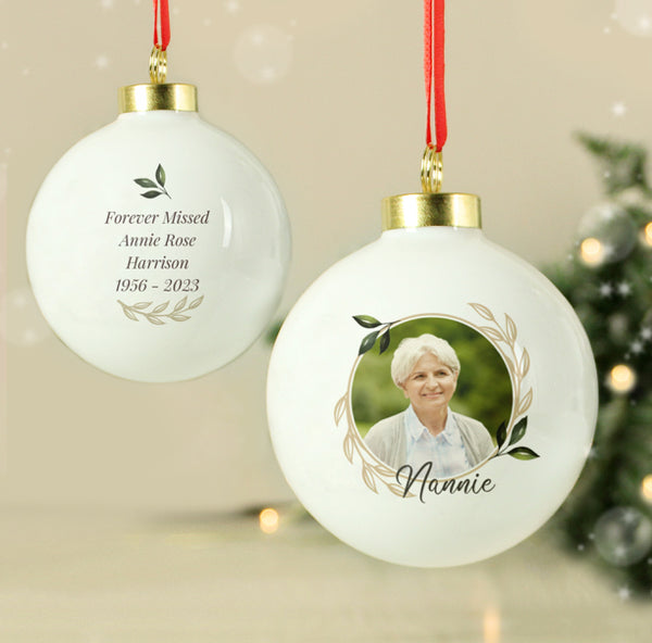 Personalised Photo Upload Memorial Bauble