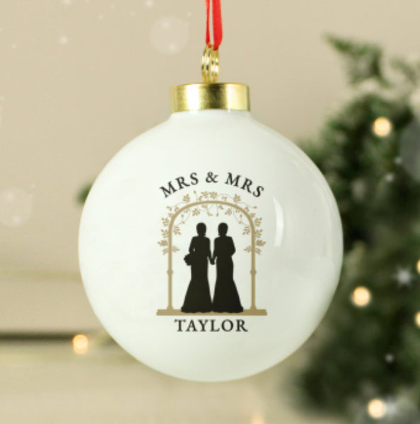 Personalised Mrs & Mrs Bauble