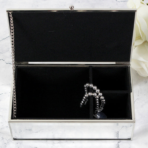 Personalised Swirls & Hearts Mirrored Jewellery Box