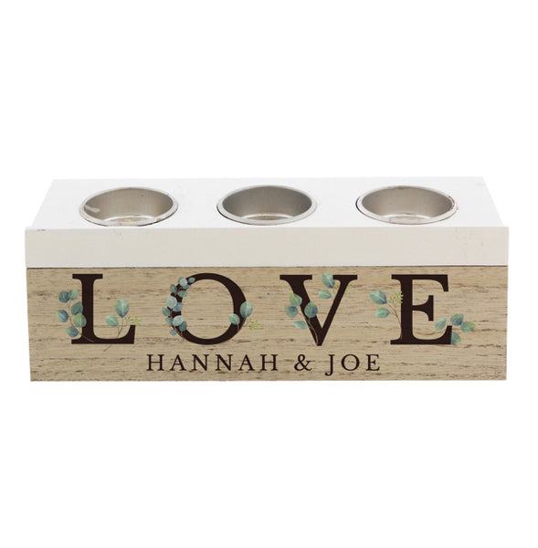 Personalised Botanical Triple Tea Light Box