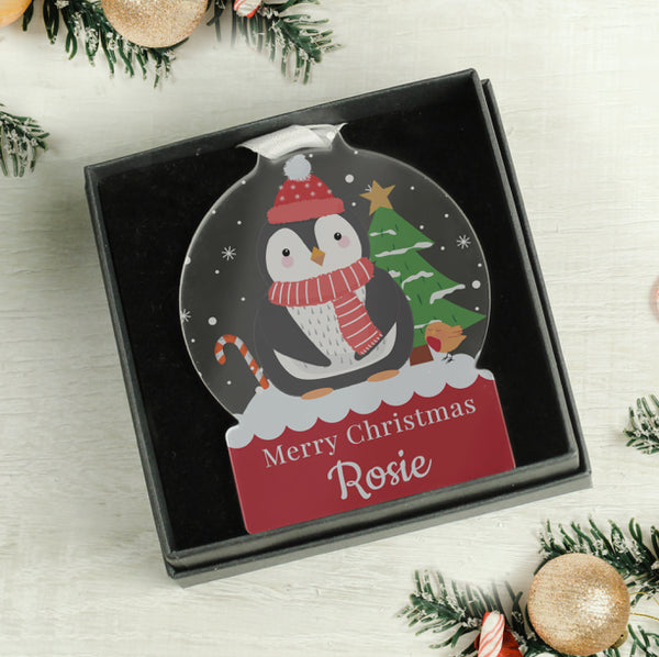 Personalised Penguin Acrylic Snowglobe Decoration