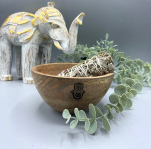 Hamsa Wooden Smudge and Ritual Offerings Bowl