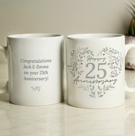 Personalised 25th Silver Wedding Anniversary Mug