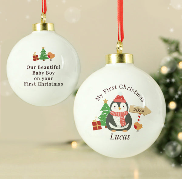 Personalised My 1st Christmas Penguin Bauble