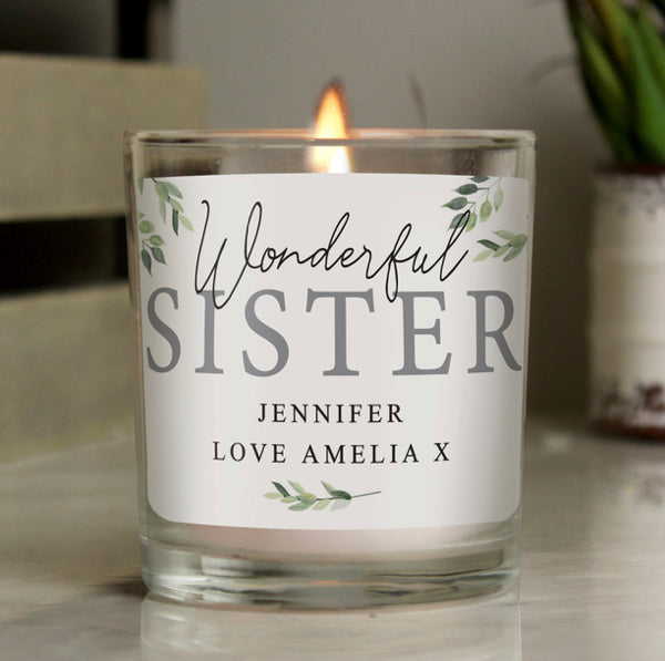 Personalised Botanical Leaves Scented Jar Candle