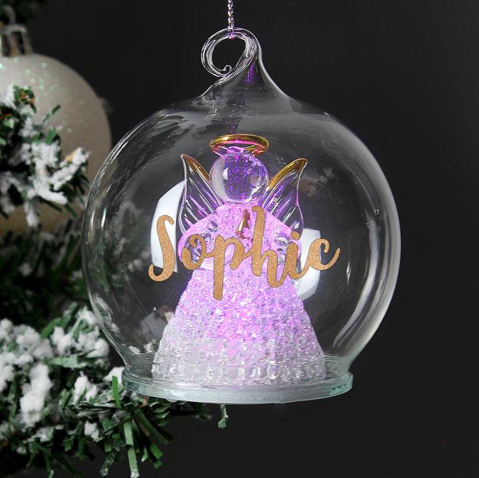 Personalised Christmas LED Angel Bauble