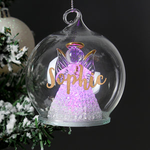 Personalised Christmas LED Angel Bauble