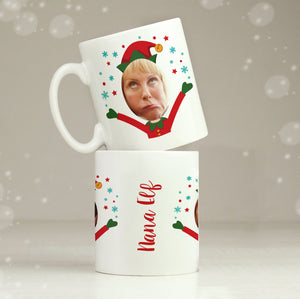 Personalised Photo Upload Christmas Elf Mug