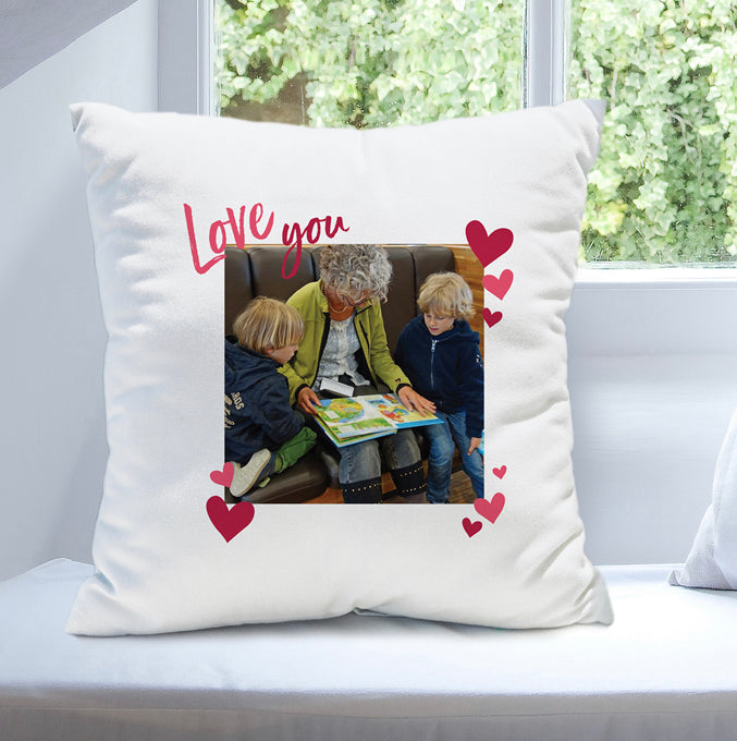 Personalised Love You Photo Upload Cushion