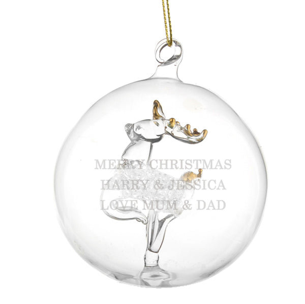 Personalised Glass Reindeer Bauble