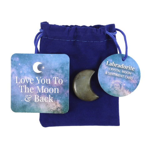 Love You To The Moon Labradorite Crystal Moon In A Bag