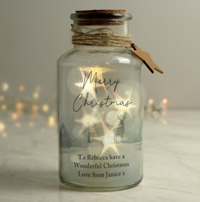 Personalised Merry Christmas LED Glass Jar