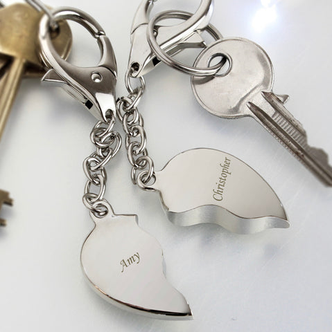 Personalised Two Hearts Keyring