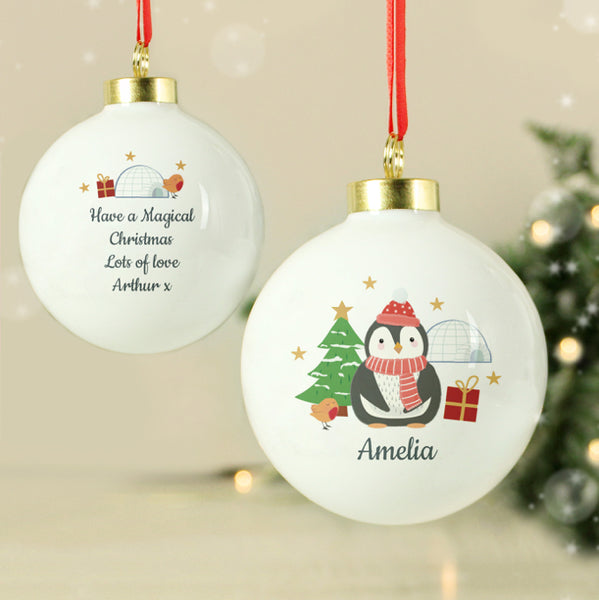 Personalised Christmas Penguin Bauble