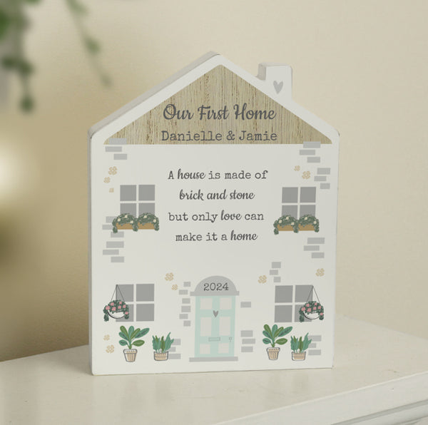 Personalised Love Makes A Home Wooden House Ornament