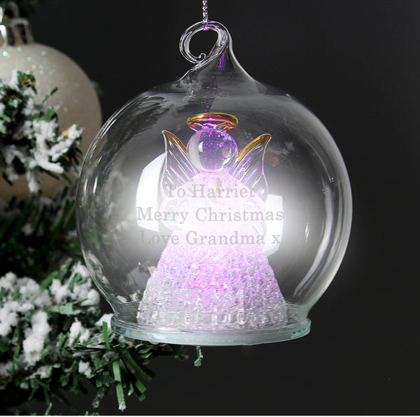 Personalised Christmas Message LED Angel Bauble