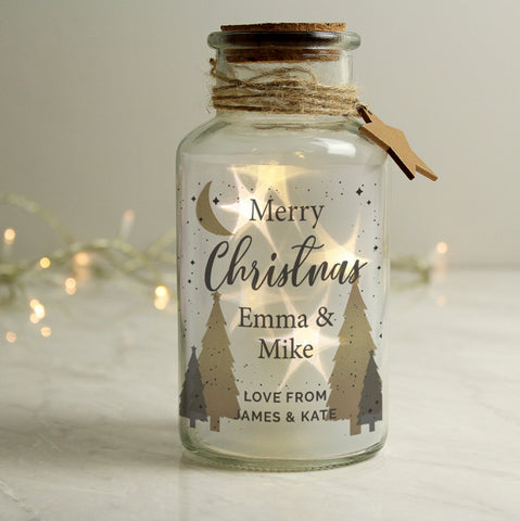 Personalised Christmas Tree LED Glass Jar